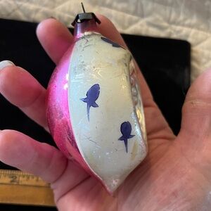 Large antique Mercury glass indent pink Christmas Ornament reflector